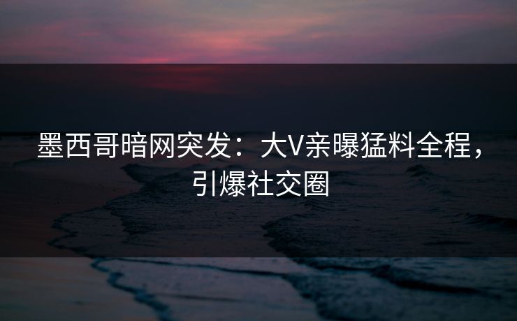 墨西哥暗网突发：大V亲曝猛料全程，引爆社交圈