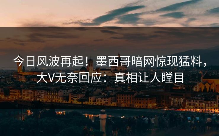 今日风波再起！墨西哥暗网惊现猛料，大V无奈回应：真相让人瞠目