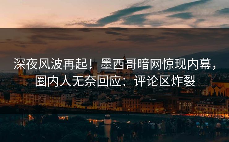 深夜风波再起！墨西哥暗网惊现内幕，圈内人无奈回应：评论区炸裂