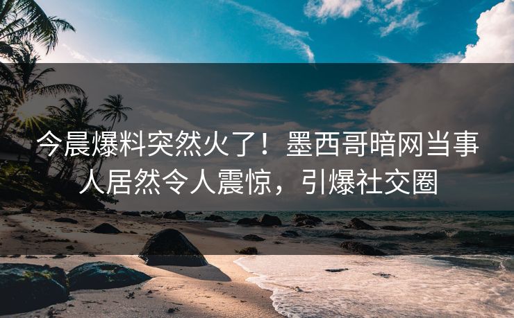 今晨爆料突然火了！墨西哥暗网当事人居然令人震惊，引爆社交圈