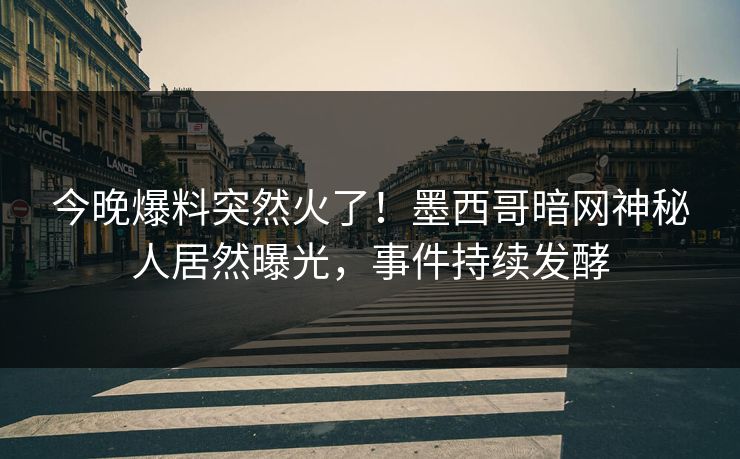 今晚爆料突然火了！墨西哥暗网神秘人居然曝光，事件持续发酵