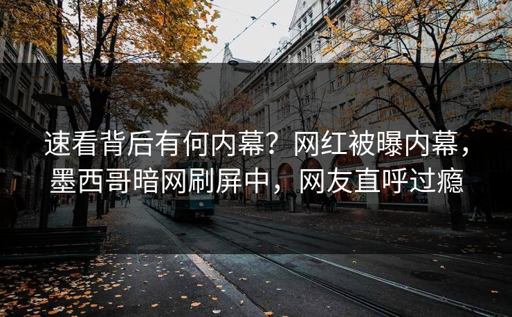 速看背后有何内幕？网红被曝内幕，墨西哥暗网刷屏中，网友直呼过瘾