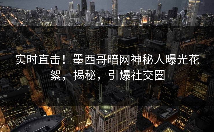 实时直击！墨西哥暗网神秘人曝光花絮，揭秘，引爆社交圈