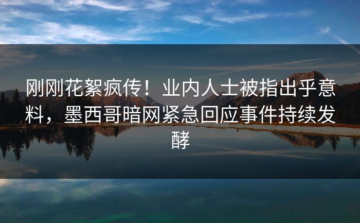 刚刚花絮疯传！业内人士被指出乎意料，墨西哥暗网紧急回应事件持续发酵