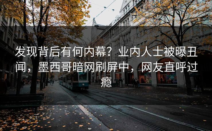 发现背后有何内幕？业内人士被曝丑闻，墨西哥暗网刷屏中，网友直呼过瘾