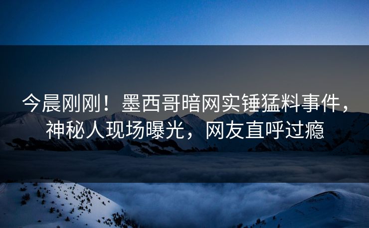 今晨刚刚！墨西哥暗网实锤猛料事件，神秘人现场曝光，网友直呼过瘾