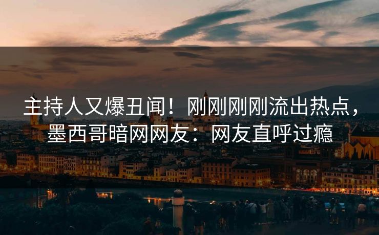 主持人又爆丑闻！刚刚刚刚流出热点，墨西哥暗网网友：网友直呼过瘾
