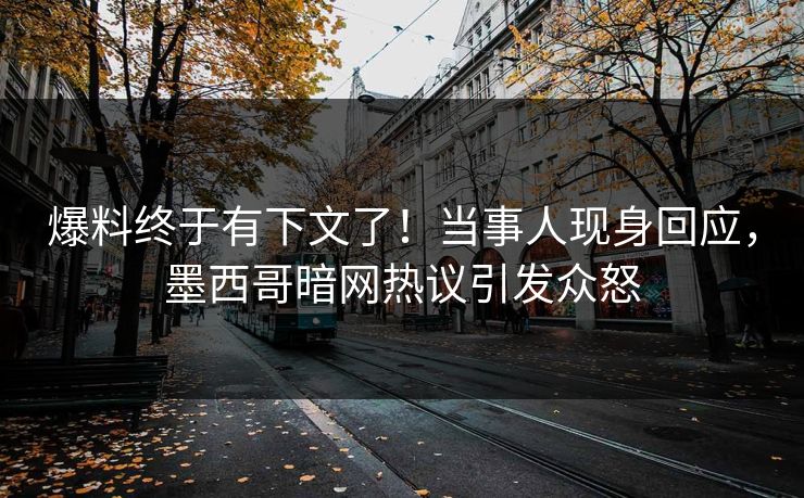 爆料终于有下文了！当事人现身回应，墨西哥暗网热议引发众怒