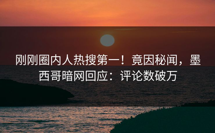 刚刚圈内人热搜第一！竟因秘闻，墨西哥暗网回应：评论数破万
