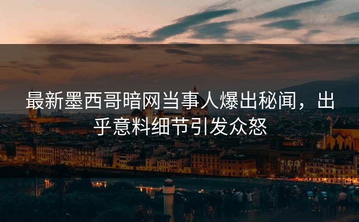 最新墨西哥暗网当事人爆出秘闻，出乎意料细节引发众怒
