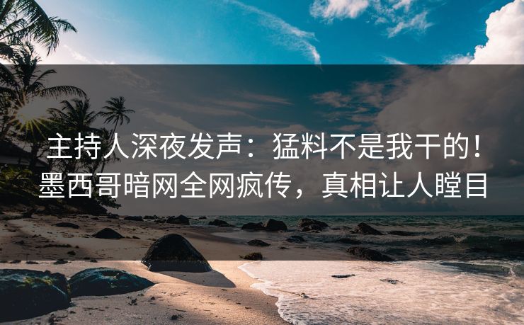 主持人深夜发声：猛料不是我干的！墨西哥暗网全网疯传，真相让人瞠目
