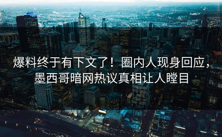 爆料终于有下文了！圈内人现身回应，墨西哥暗网热议真相让人瞠目