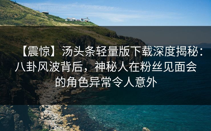 【震惊】汤头条轻量版下载深度揭秘：八卦风波背后，神秘人在粉丝见面会的角色异常令人意外