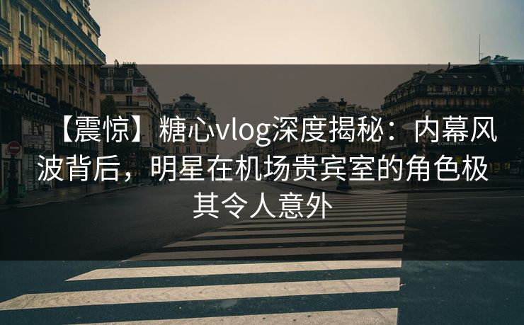 【震惊】糖心vlog深度揭秘：内幕风波背后，明星在机场贵宾室的角色极其令人意外