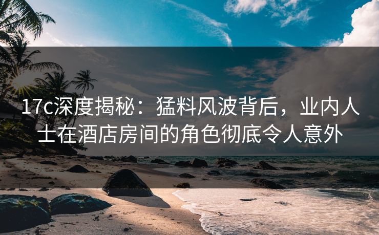 17c深度揭秘：猛料风波背后，业内人士在酒店房间的角色彻底令人意外