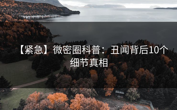 【紧急】微密圈科普:丑闻背后10个细节真相 【紧急】微密圈科普:丑闻背后10个细节真相