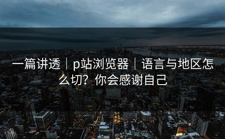 一篇讲透｜p站浏览器｜语言与地区怎么切？你会感谢自己