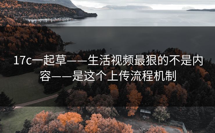 17c一起草——生活视频最狠的不是内容——是这个上传流程机制